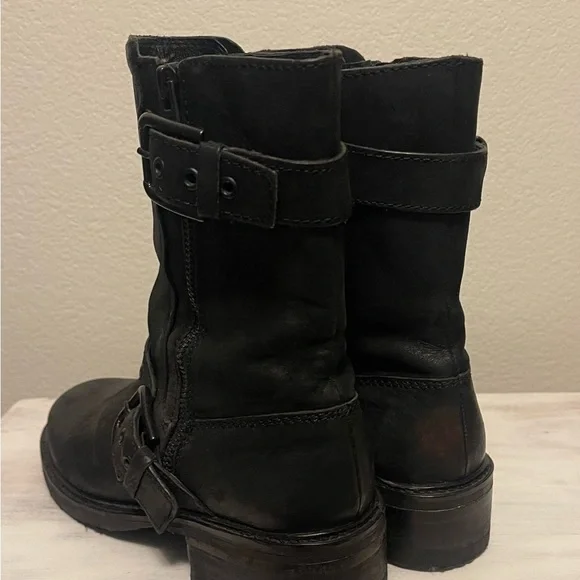 All Saints Black Leather Zipper Boots - Picture 3 of 10